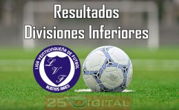 Resultados en Divisiones Inferiores para la Liga Veinticinqueña de Fútbol